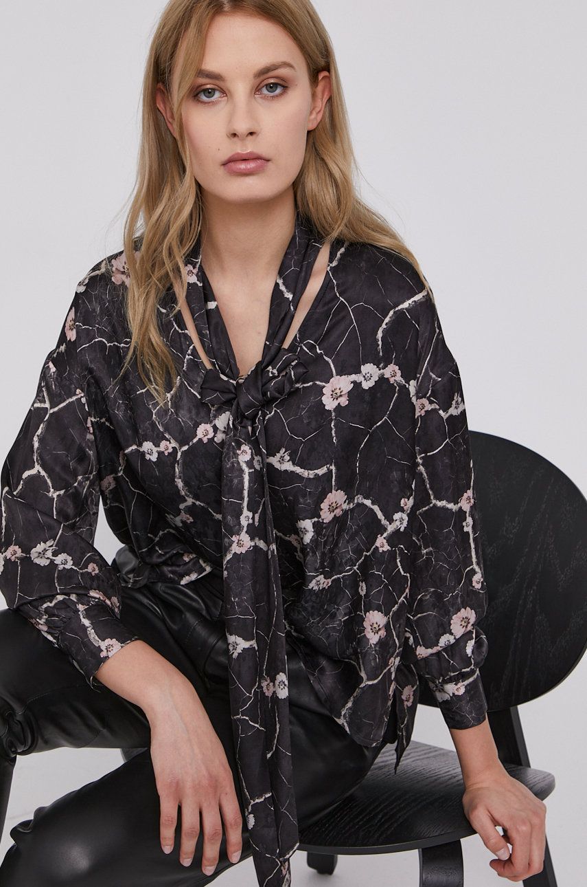 AllSaints Bluză femei, culoarea negru, in modele florale AllSaints imagine noua 2022