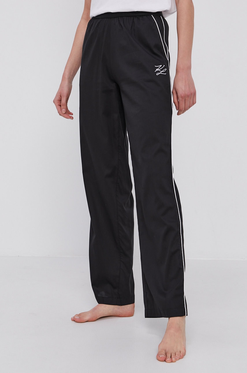 Karl Lagerfeld Pantaloni de pijama femei, culoarea negru