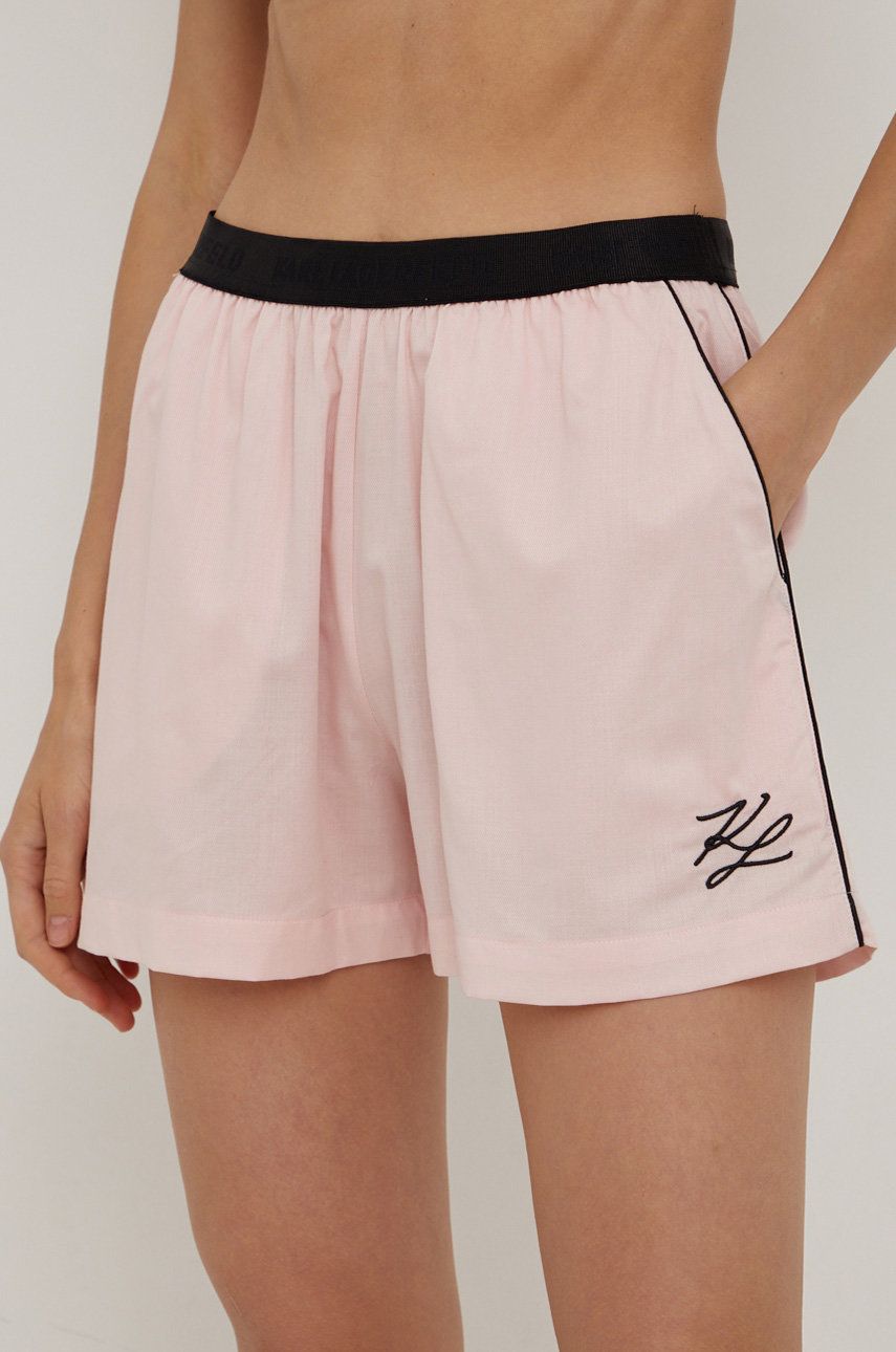Karl Lagerfeld Pantaloni scurți de pijama femei, culoarea roz answear.ro imagine noua lenjerie-femei.ro