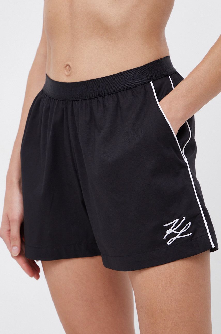 Karl Lagerfeld Pantaloni scurți de pijama femei, culoarea negru answear.ro