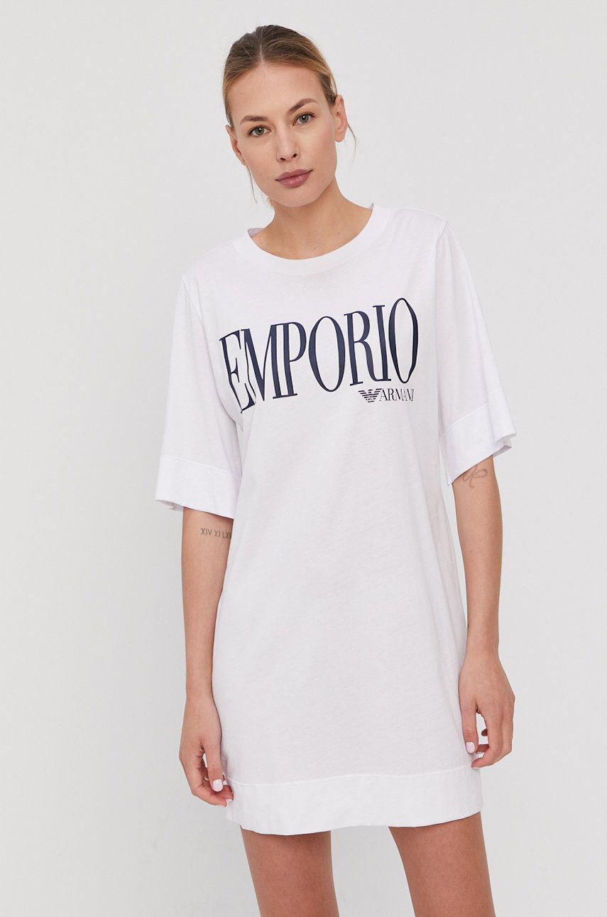 Emporio Armani Underwear Rochie culoarea alb, mini, model drept
