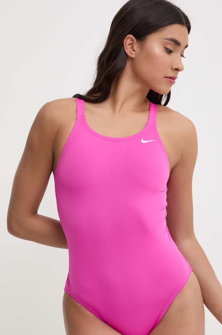 Nike costum de baie dintr-o bucată culoarea roz, cupa moale