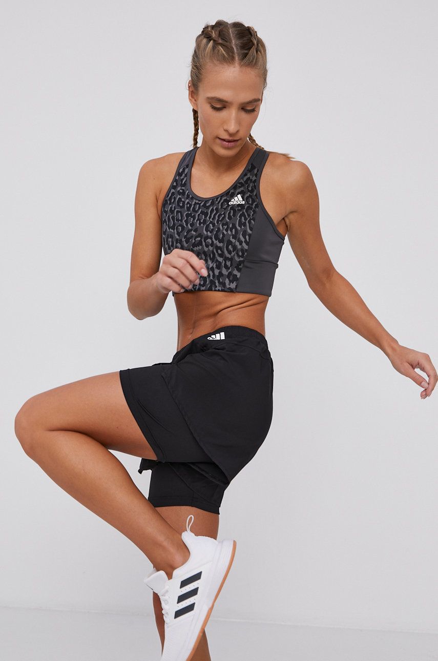Adidas Sutien sport culoarea gri, modelator adidas imagine noua lenjerie-femei.ro