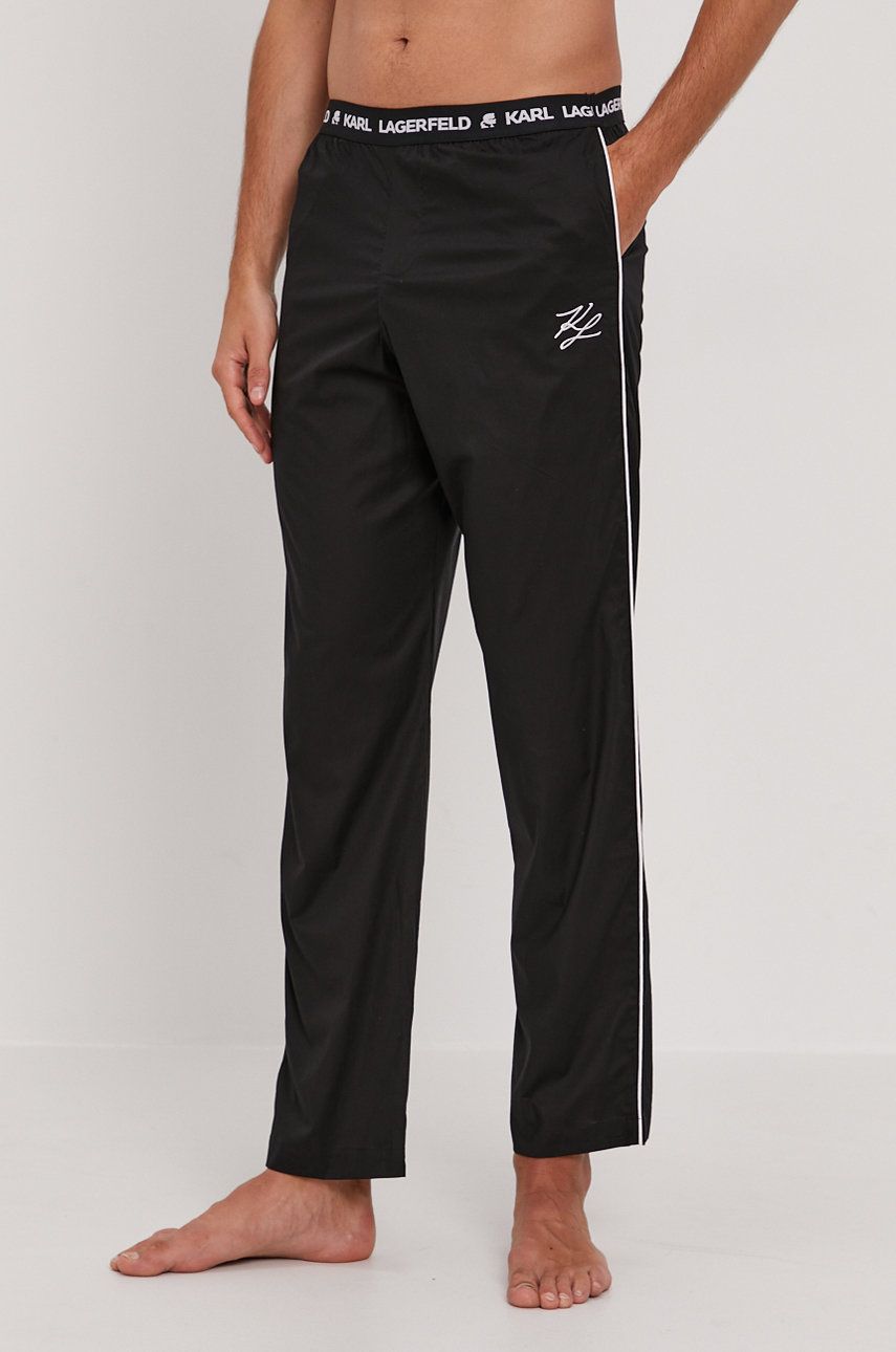 Levně Pyžamové kalhoty Karl Lagerfeld pánské, černá barva, s potiskem