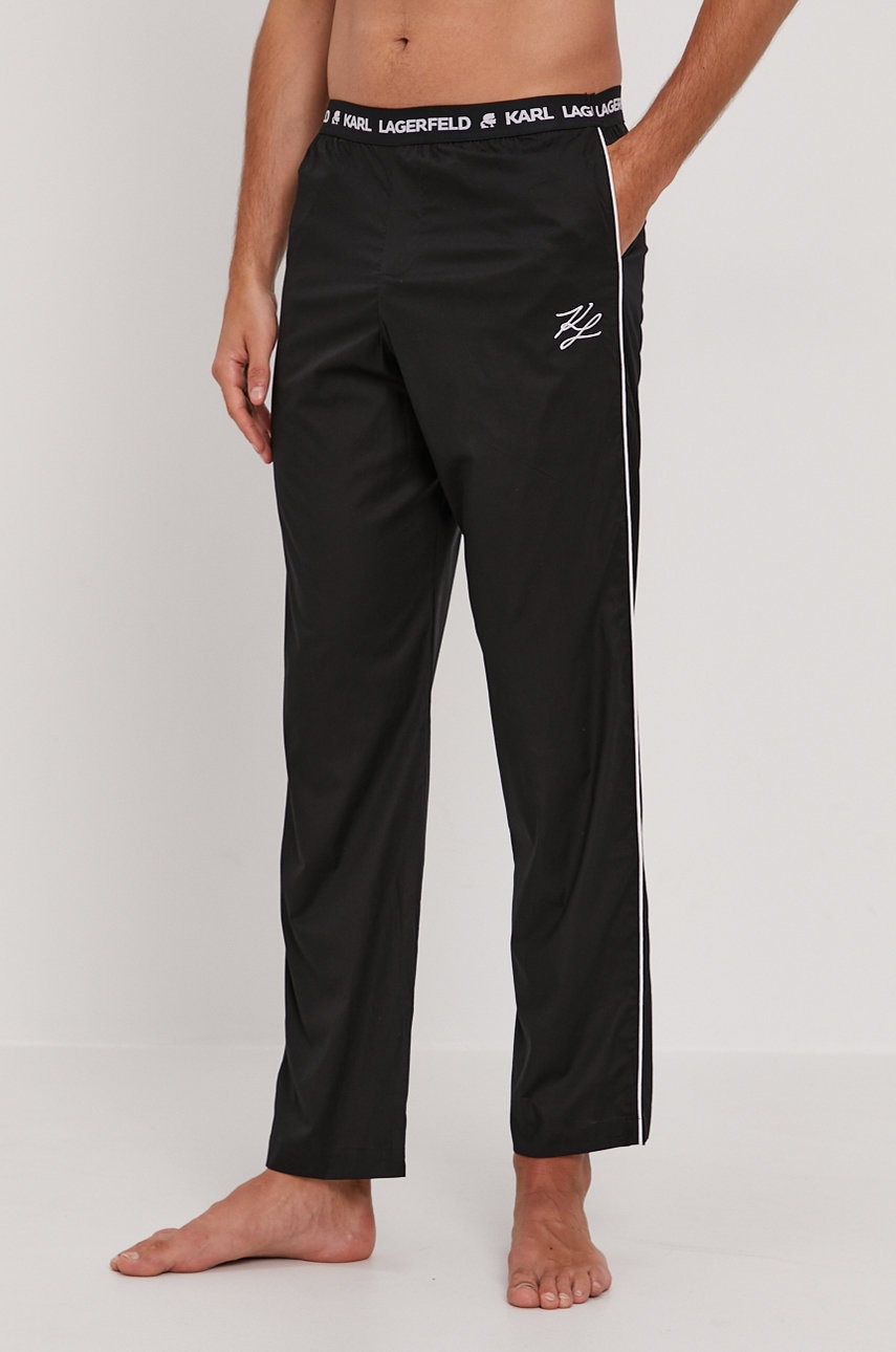 Karl Lagerfeld Pantaloni De Pijama Barbati, Culoarea Negru, Cu Imprimeu