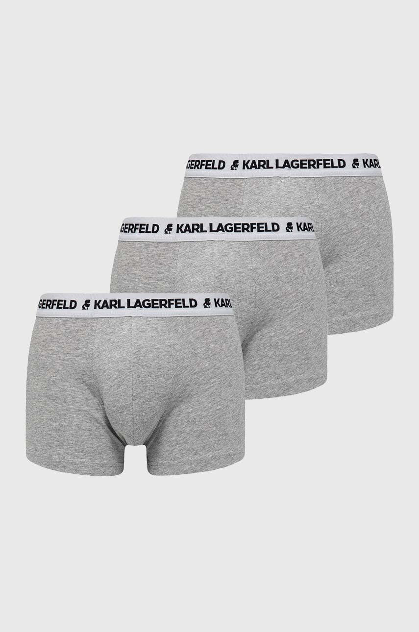 Levně Boxerky Karl Lagerfeld 3-pack pánské, šedá barva