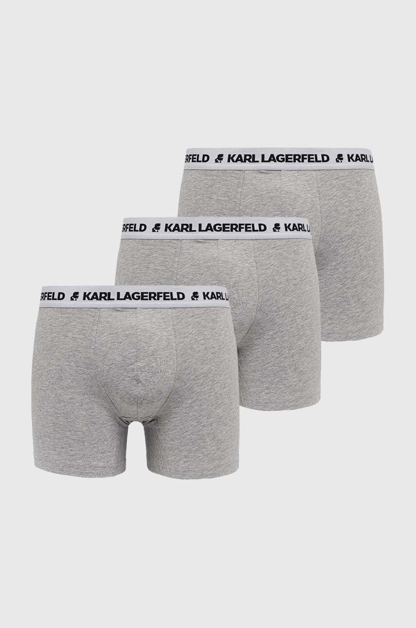 Boxerky Karl Lagerfeld pánské, šedá barva - šedá -  95 % Bavlna