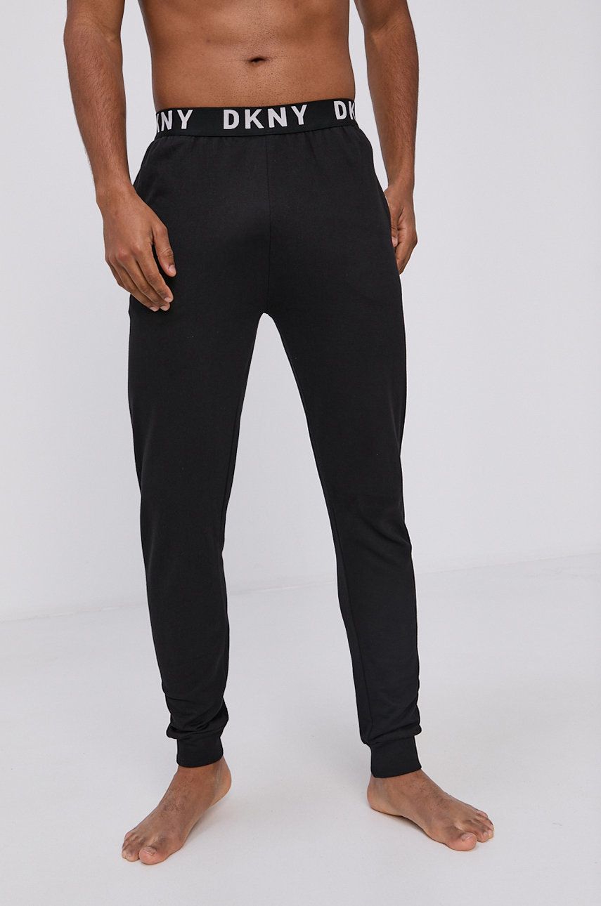 Dkny Pantaloni de pijama bărbați, culoarea negru, material neted answear.ro
