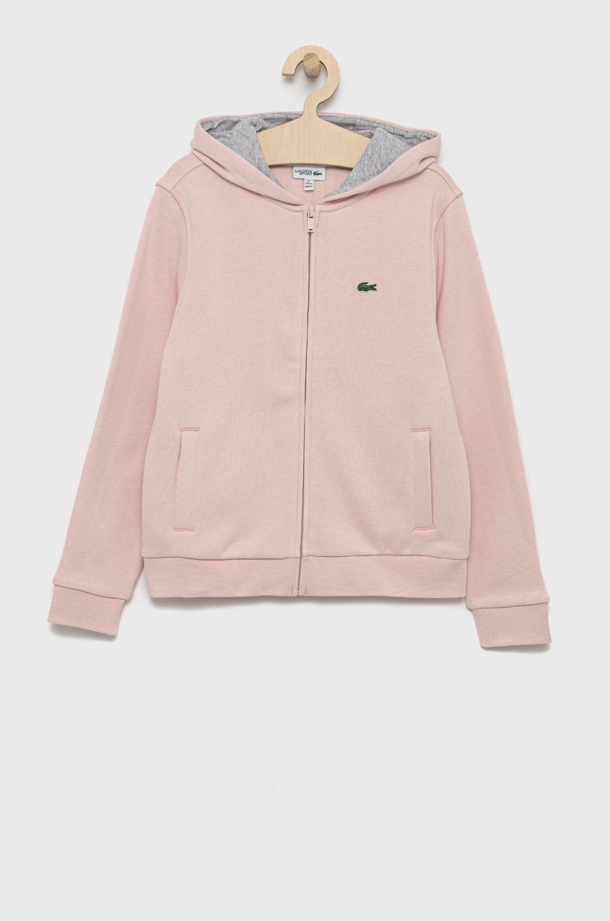 Lacoste bluză copii culoarea roz, material neted