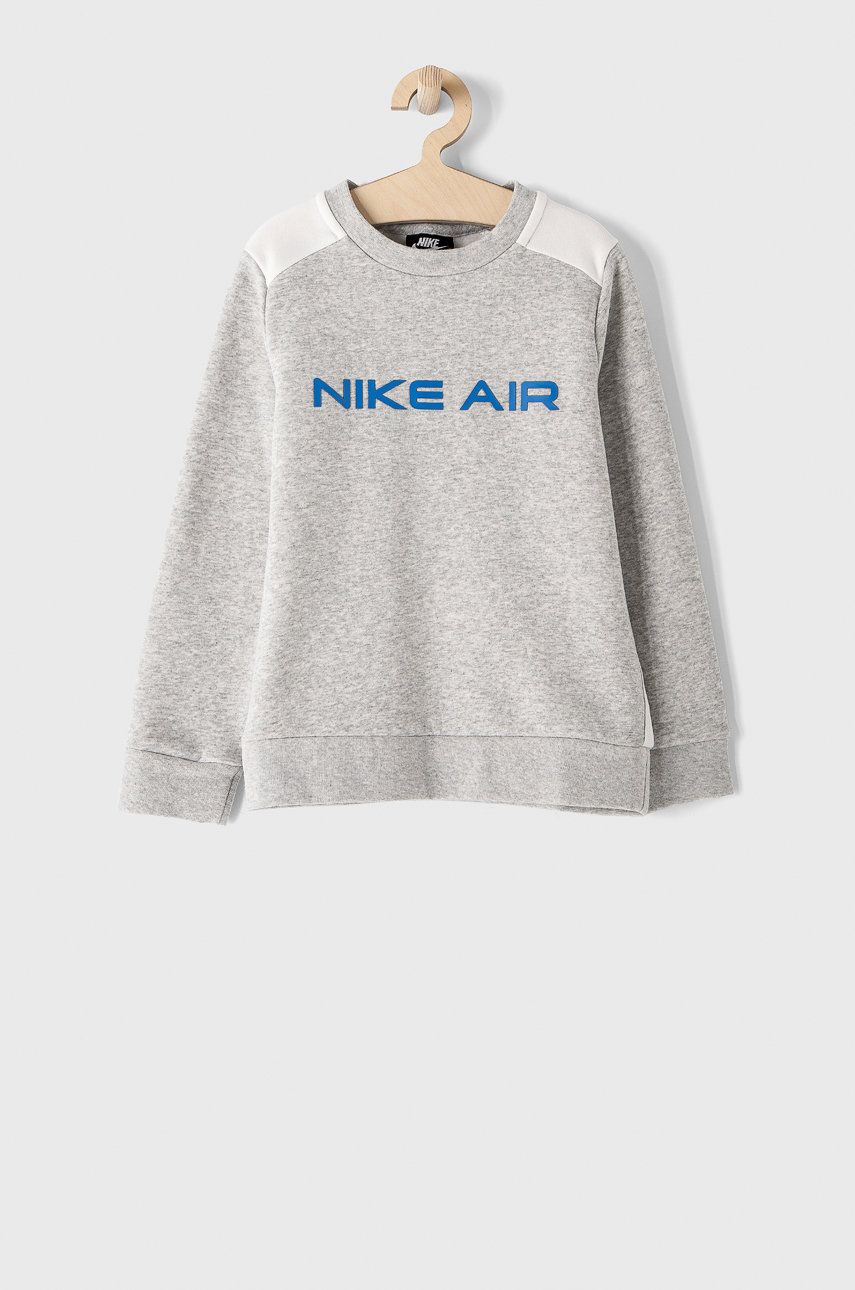Nike Kids Bluză copii culoarea gri, cu imprimeu