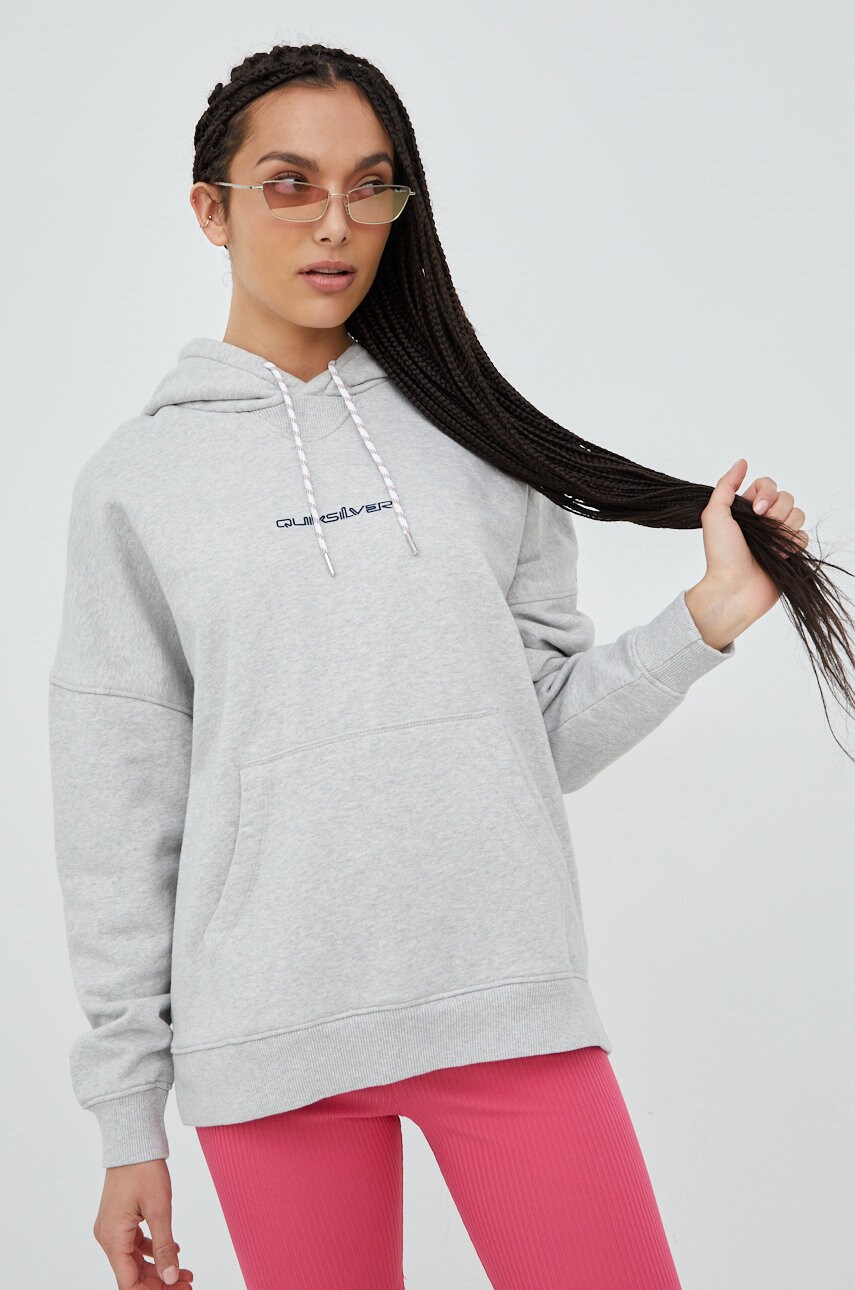 

Суичър Quiksilver дамски в сиво с принт, Сив