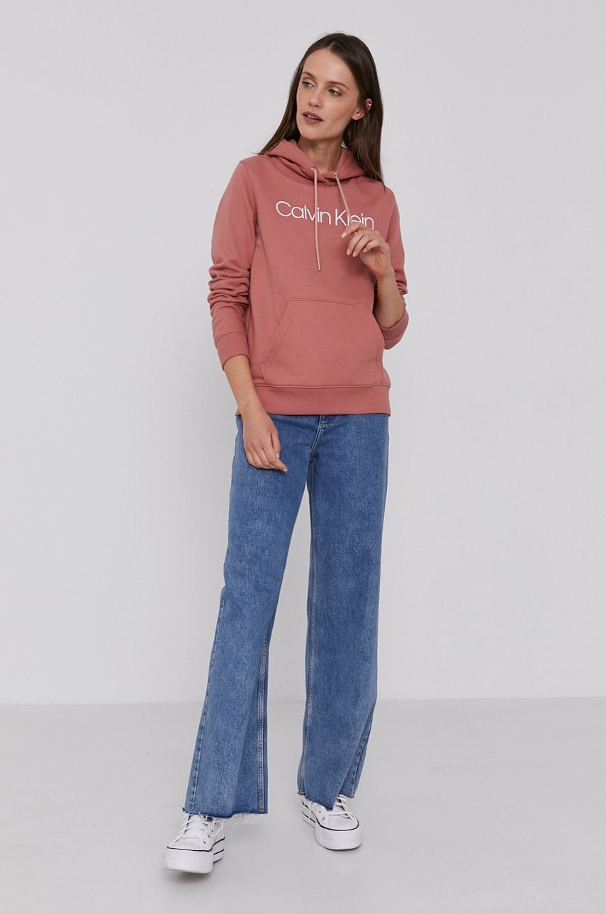 

Кофта Calvin Klein женская цвет розовый с принтом