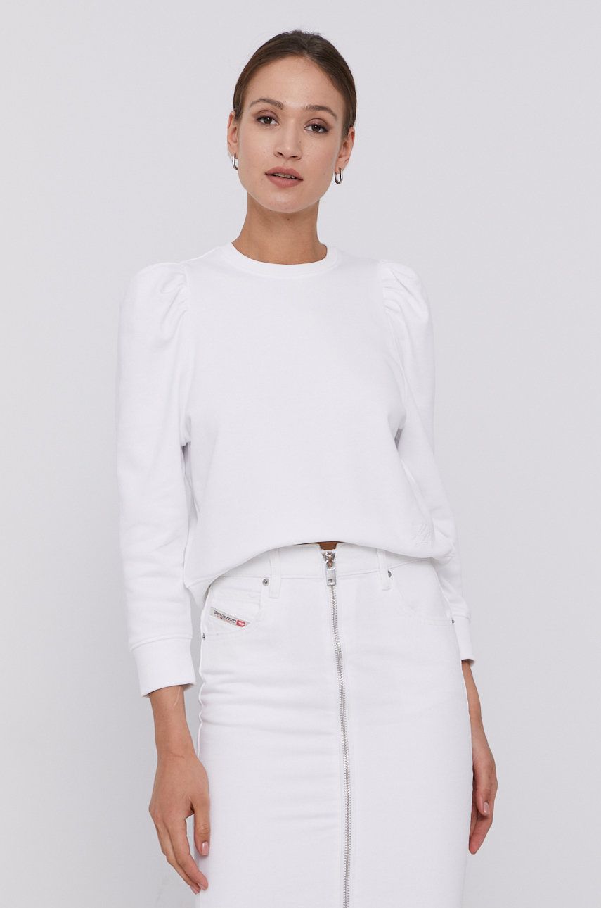 Karl Lagerfeld Hanorac de bumbac femei, culoarea alb, material neted answear imagine noua