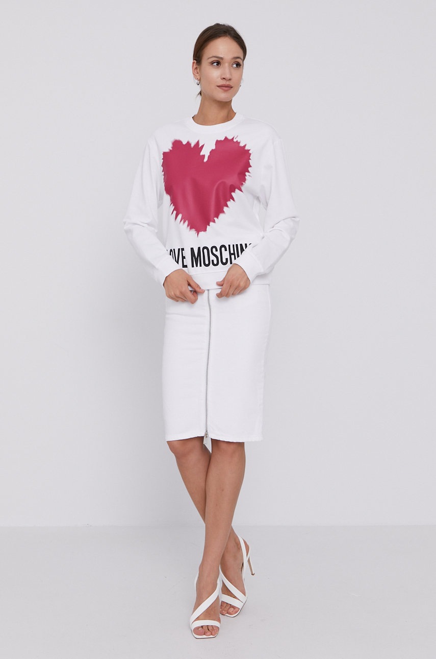 

Кофта Love Moschino жіноча колір білий з принтом