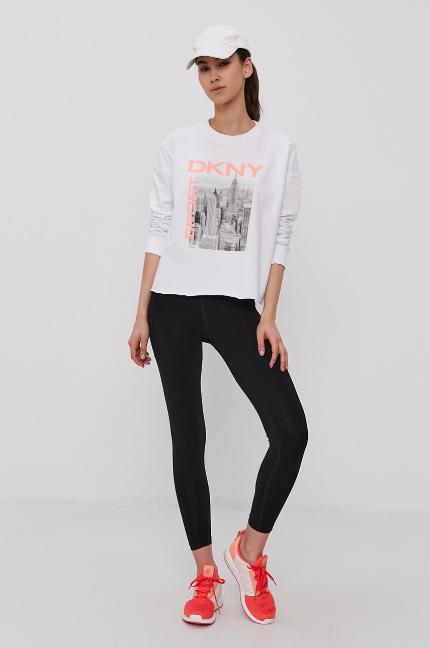 

Хлопковая кофта Dkny женская цвет белый с принтом