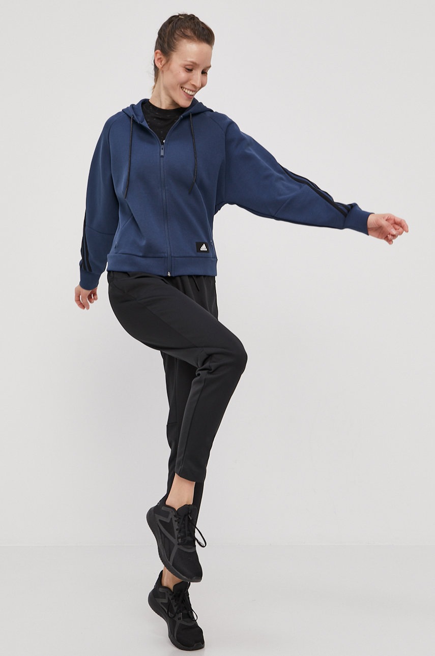 

Кофта adidas Performance женская цвет синий гладкая