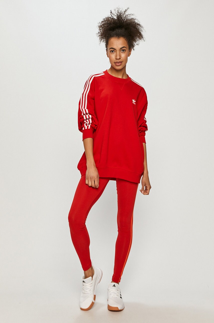 

Хлопковая кофта adidas Originals женская цвет красный гладкая