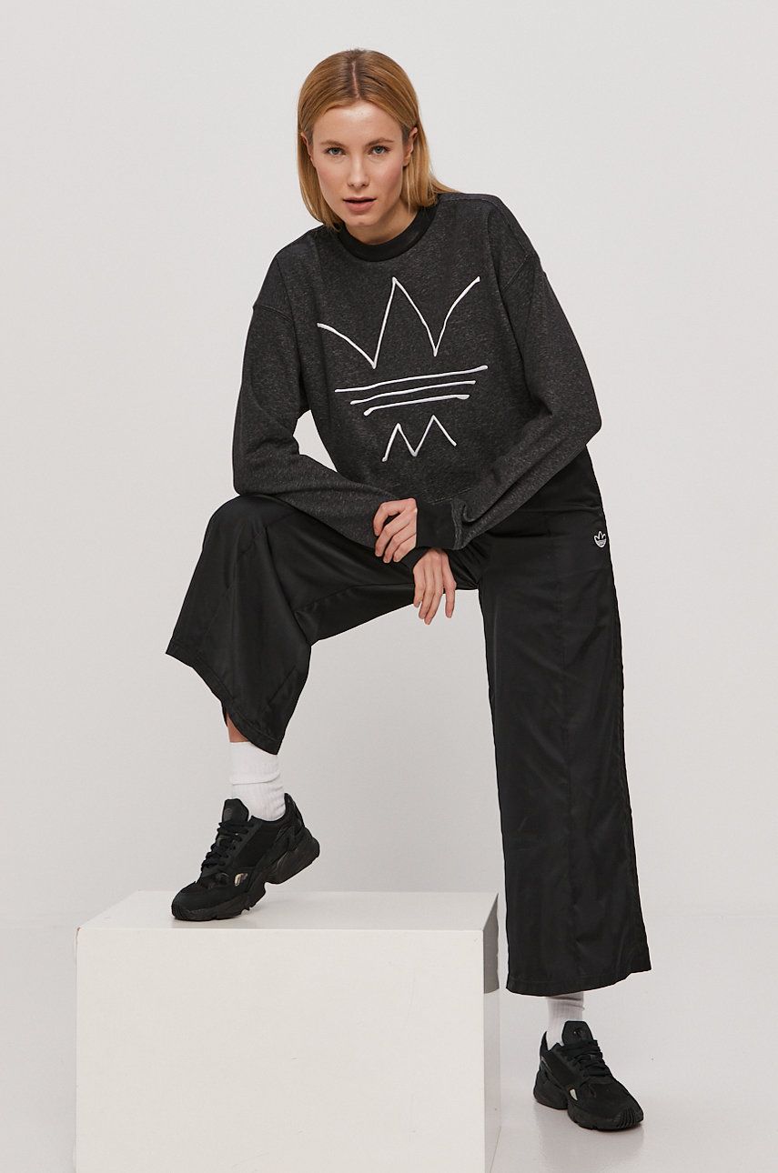 Adidas Originals Bluză GN4347 femei, culoarea gri, cu imprimeu