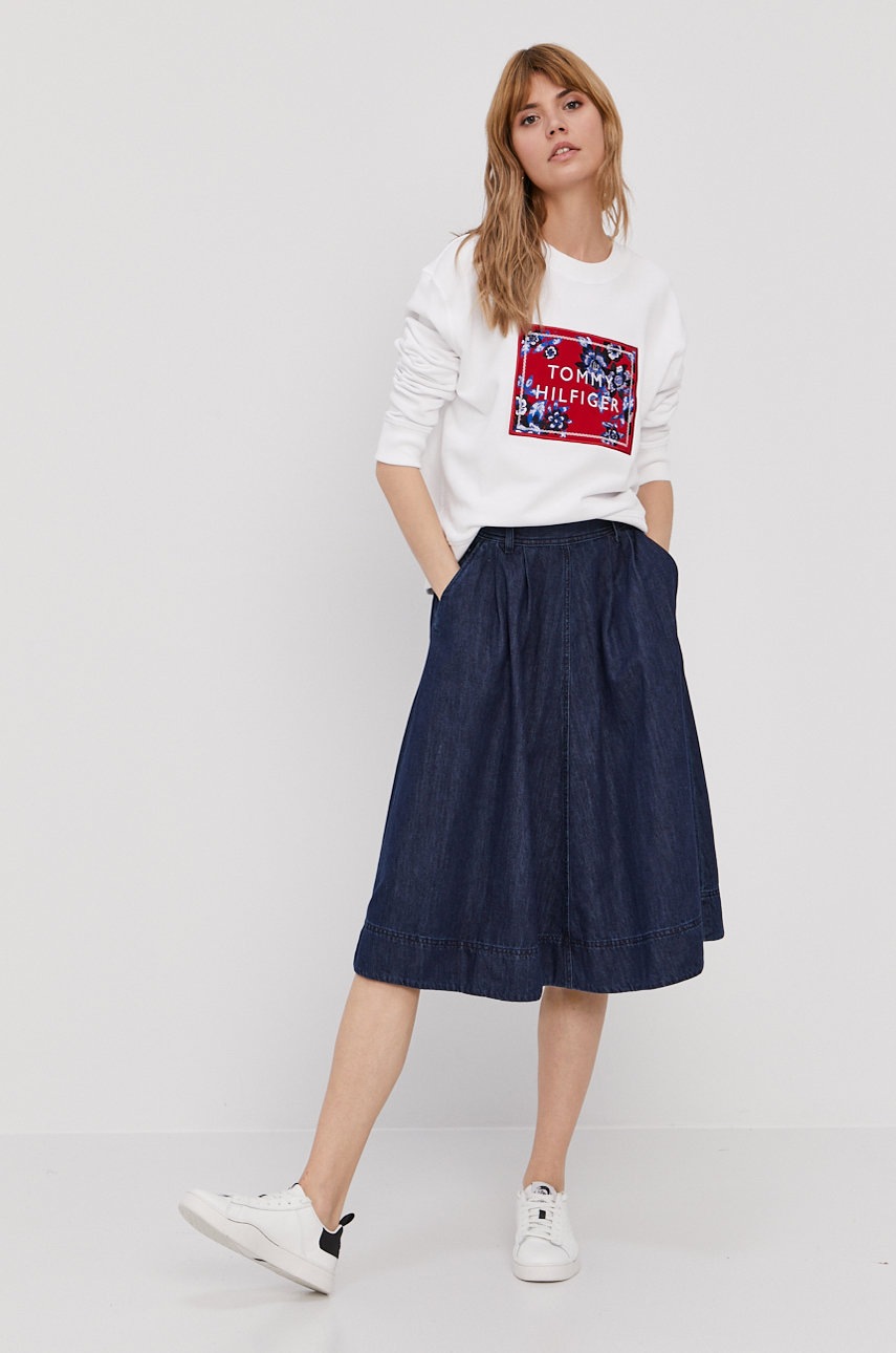 

Хлопковая кофта Tommy Hilfiger женская цвет белый с аппликацией