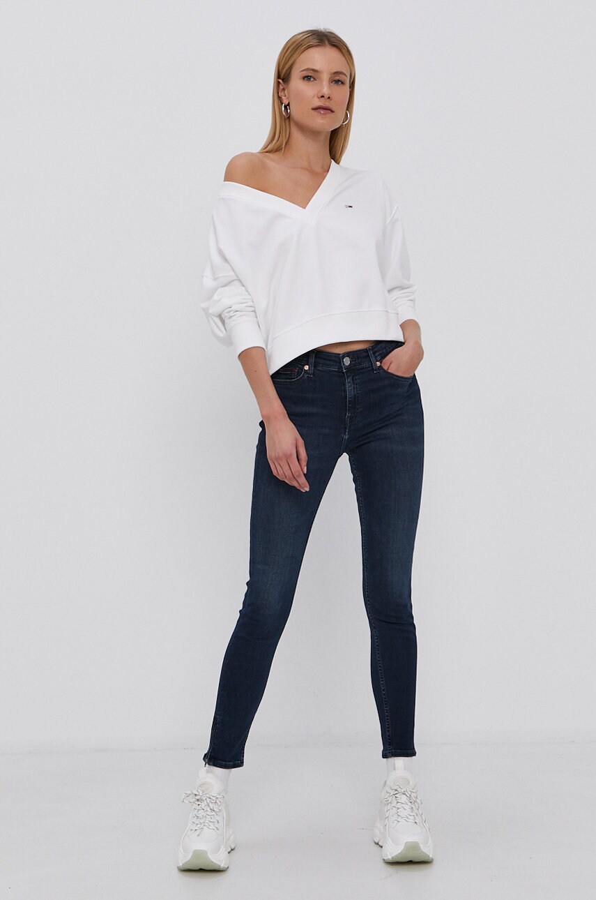 

Кофта Tommy Jeans жіноча колір білий гладка