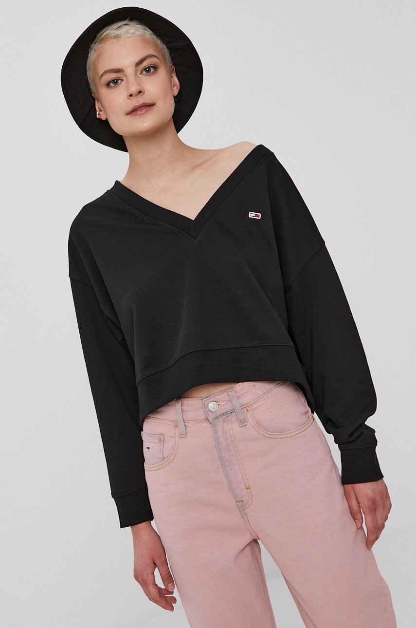 

Кофта Tommy Jeans жіноча колір чорний гладка