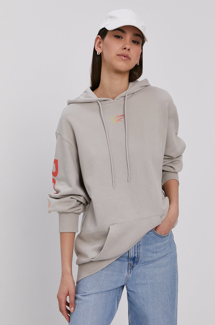 

Кофта Reebok Classic женская цвет серый с принтом