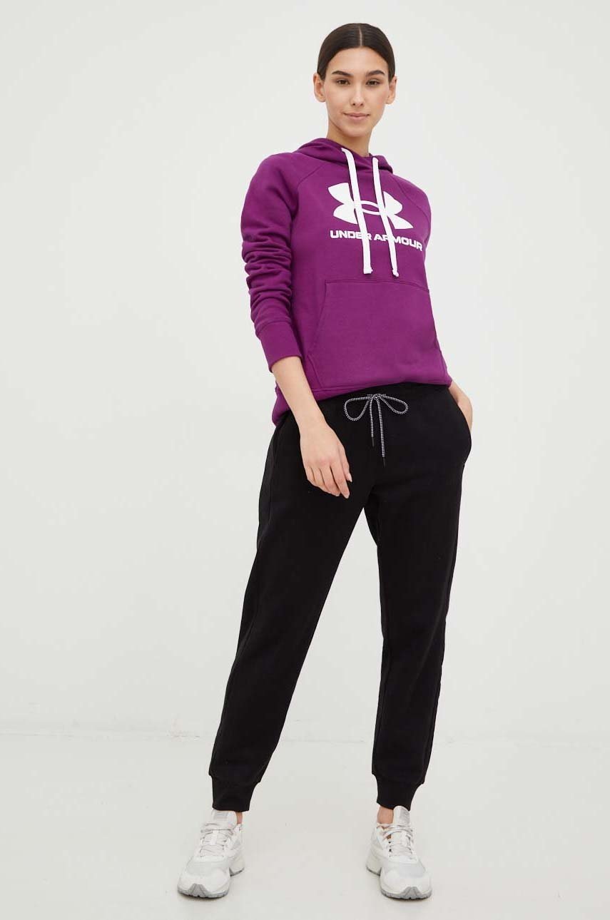 

Кофта Under Armour женская цвет фиолетовый с капюшоном с принтом