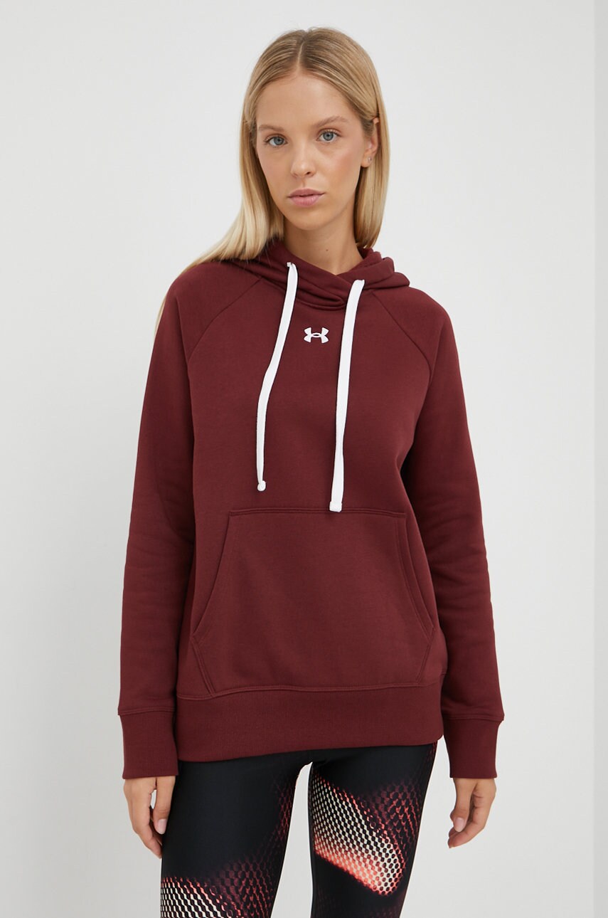 Under armour bluza femei, culoarea bordo, neted
