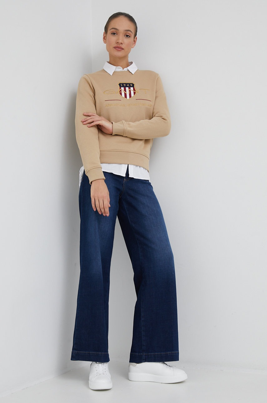 

Кофта Gant женская цвет бежевый с аппликацией