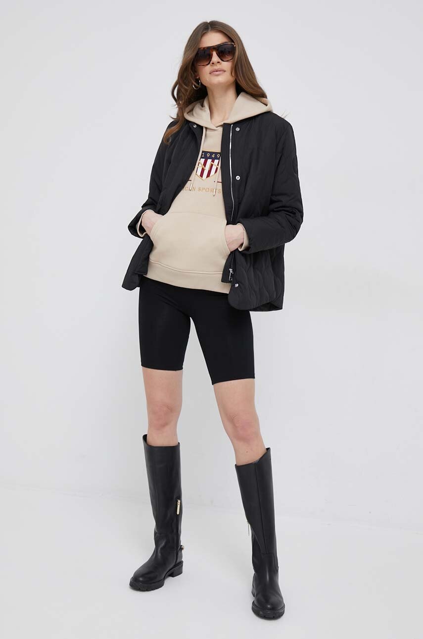 

Кофта Gant женская цвет бежевый с капюшоном с аппликацией