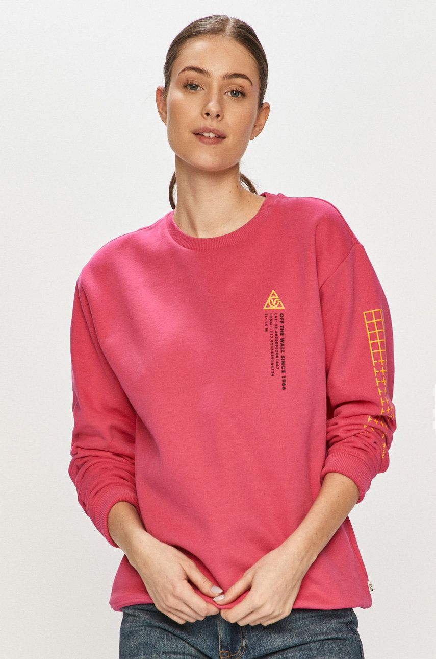 Vans Bluză femei, culoarea roz, cu imprimeu imagine reduceri black friday 2021 answear.ro