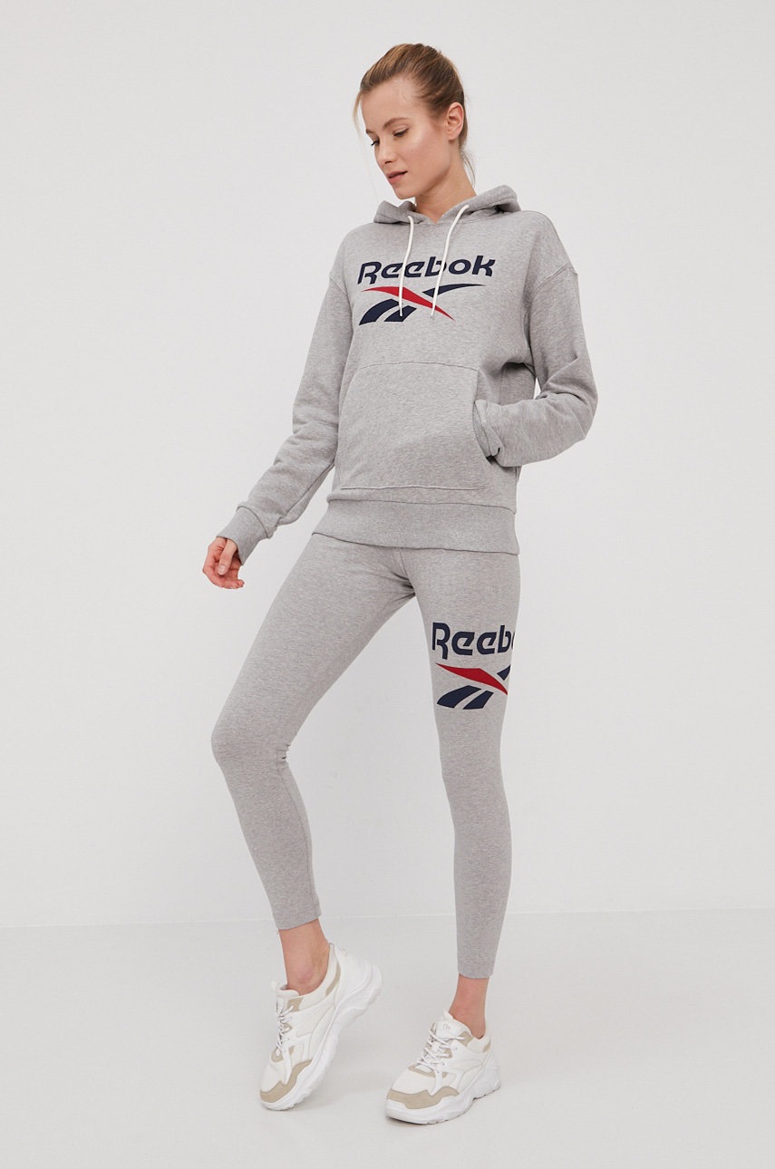 

Кофта Reebok женская цвет серый с принтом