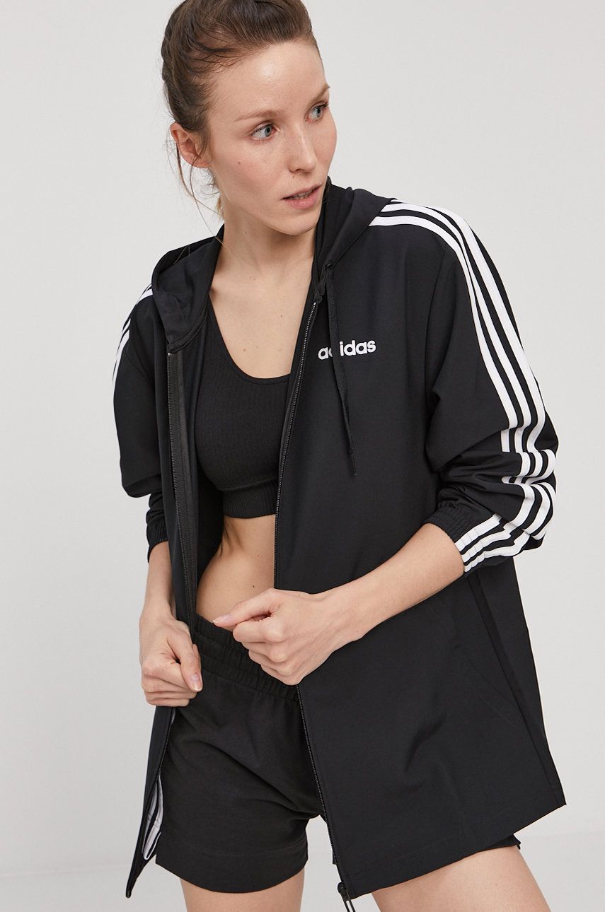 Adidas Bluză femei, culoarea negru, cu imprimeu adidas