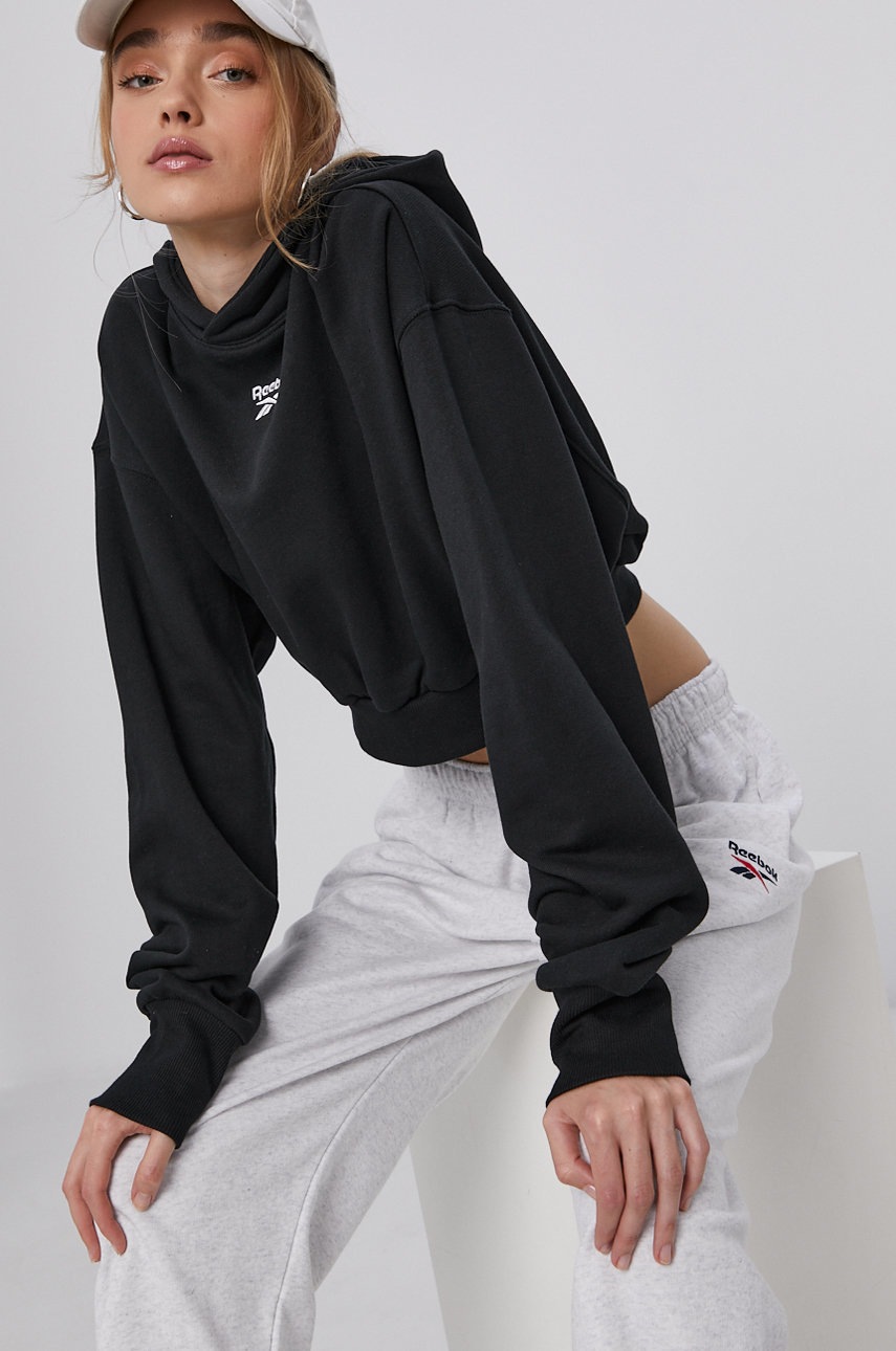 

Хлопковая кофта Reebok Classic GR0393 женская цвет чёрный гладкая