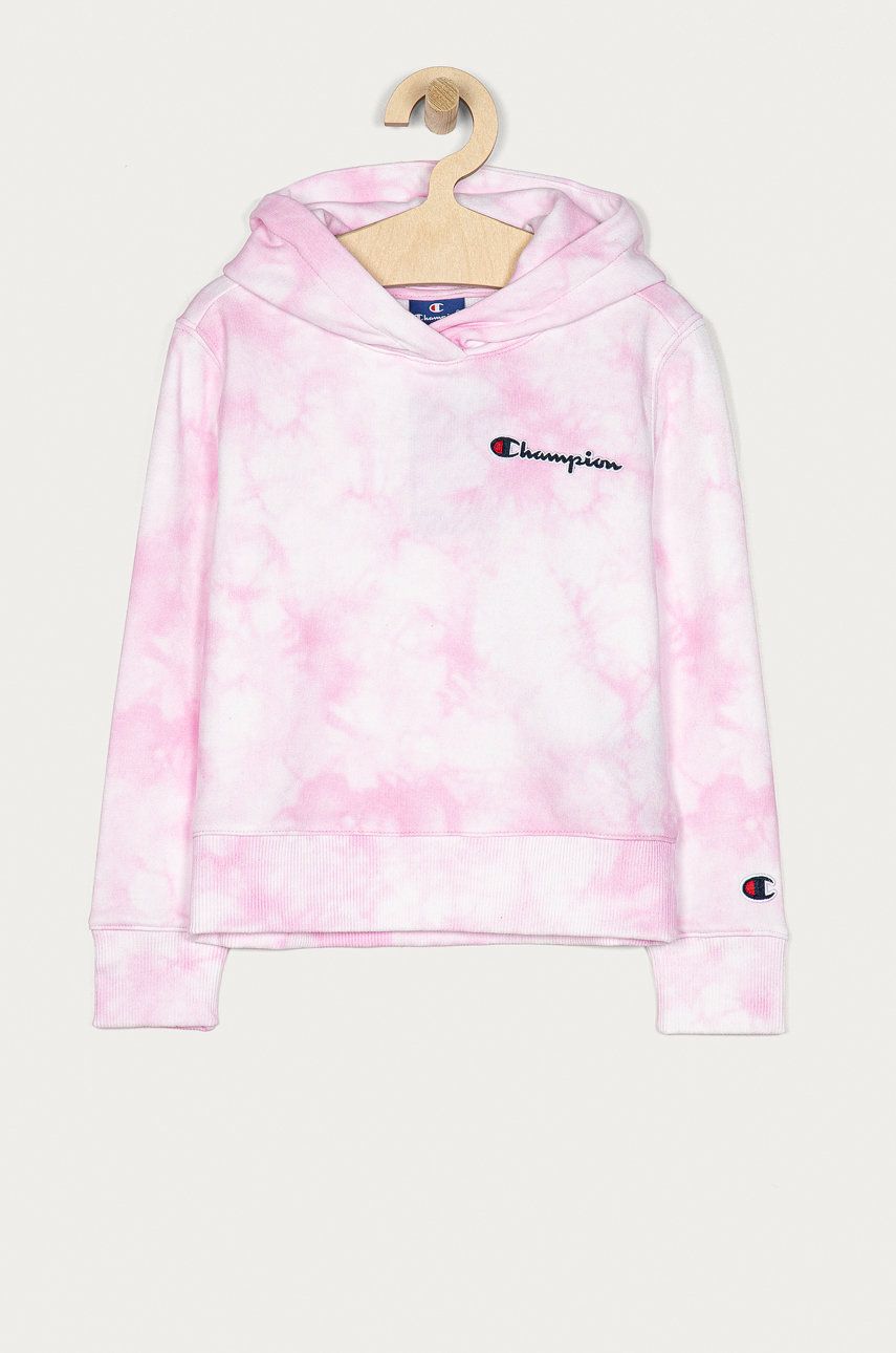 Champion Bluza dziecięca kolor różowy z kapturem wzorzysta