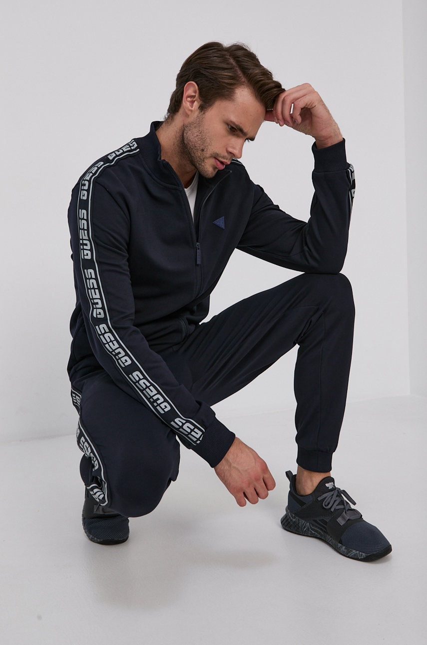

Кофта Guess чоловіча колір синій з аплікацією