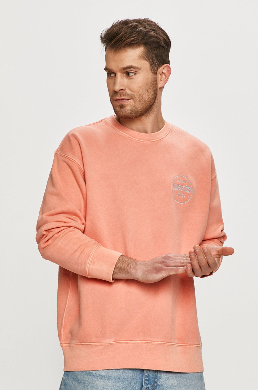 Levi's Bluza bawełniana męska kolor różowy gładka