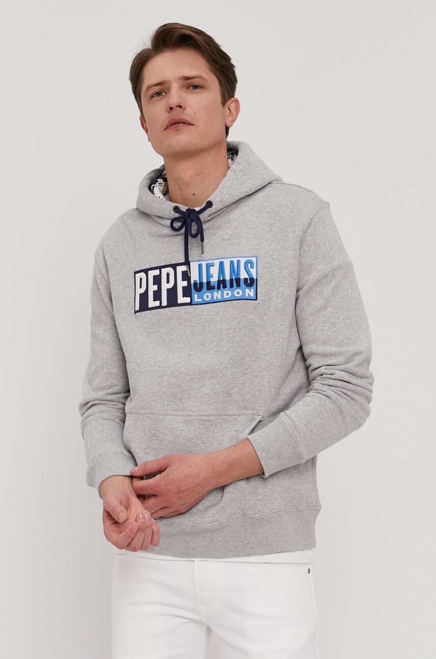 

Кофта Pepe Jeans мужская цвет серый с аппликацией
