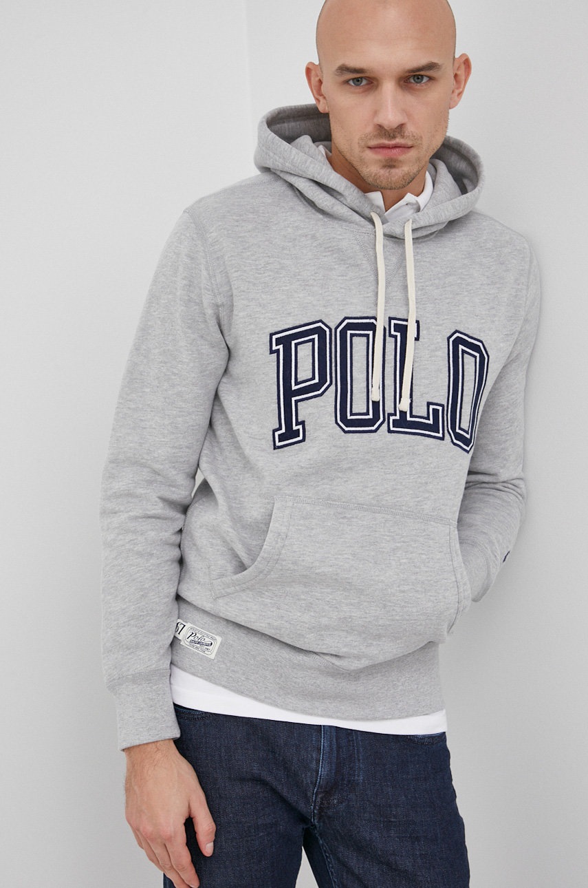 

Суичър Polo Ralph Lauren мъжки в сиво с апликация, Сив