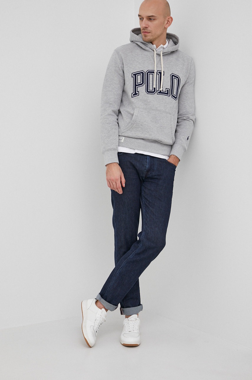 

Кофта Polo Ralph Lauren мужская цвет серый с аппликацией