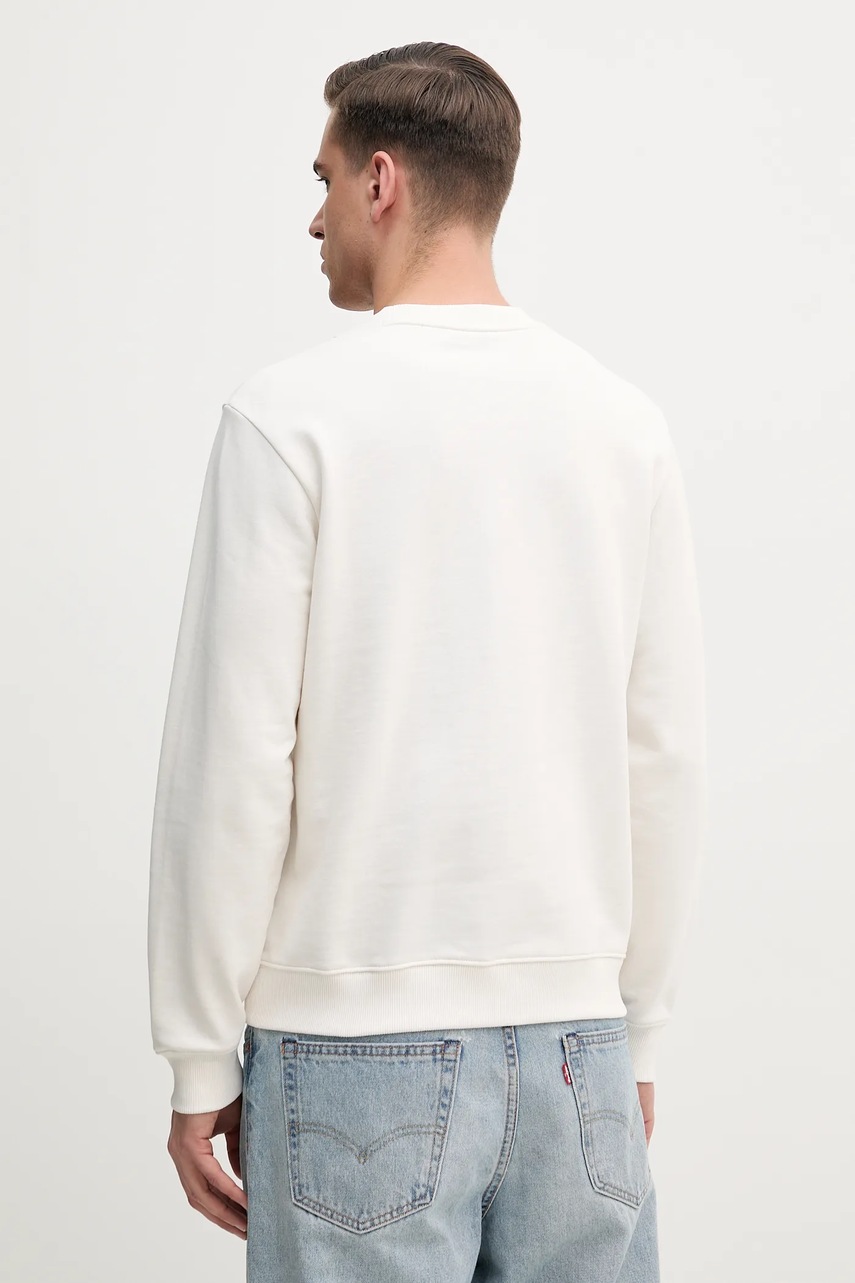 Хлопковая кофта HUGO мужская цвет бежевый с аппликацией 50447964