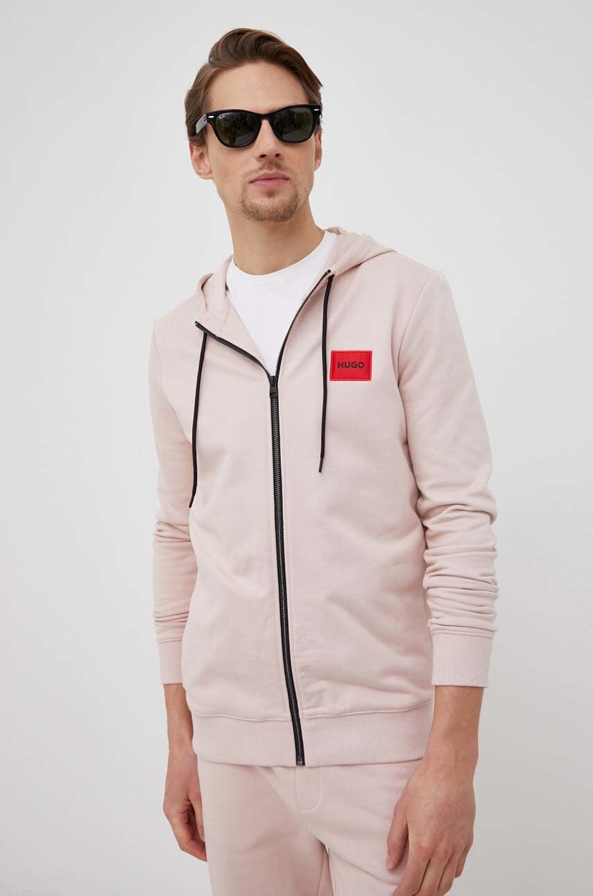 Hugo bluza barbati, culoarea bej, cu imprimeu