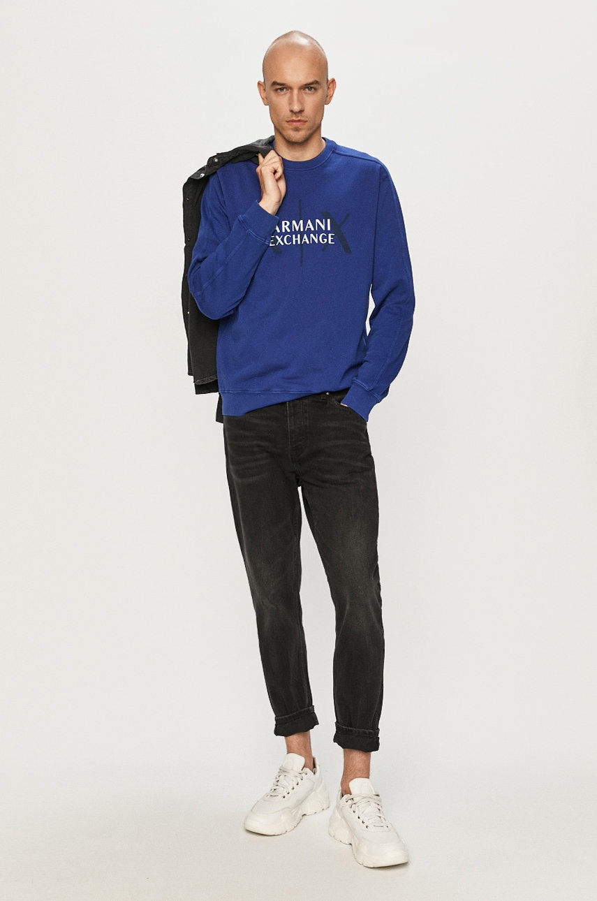 

Хлопковая кофта Armani Exchange мужская цвет синий с принтом