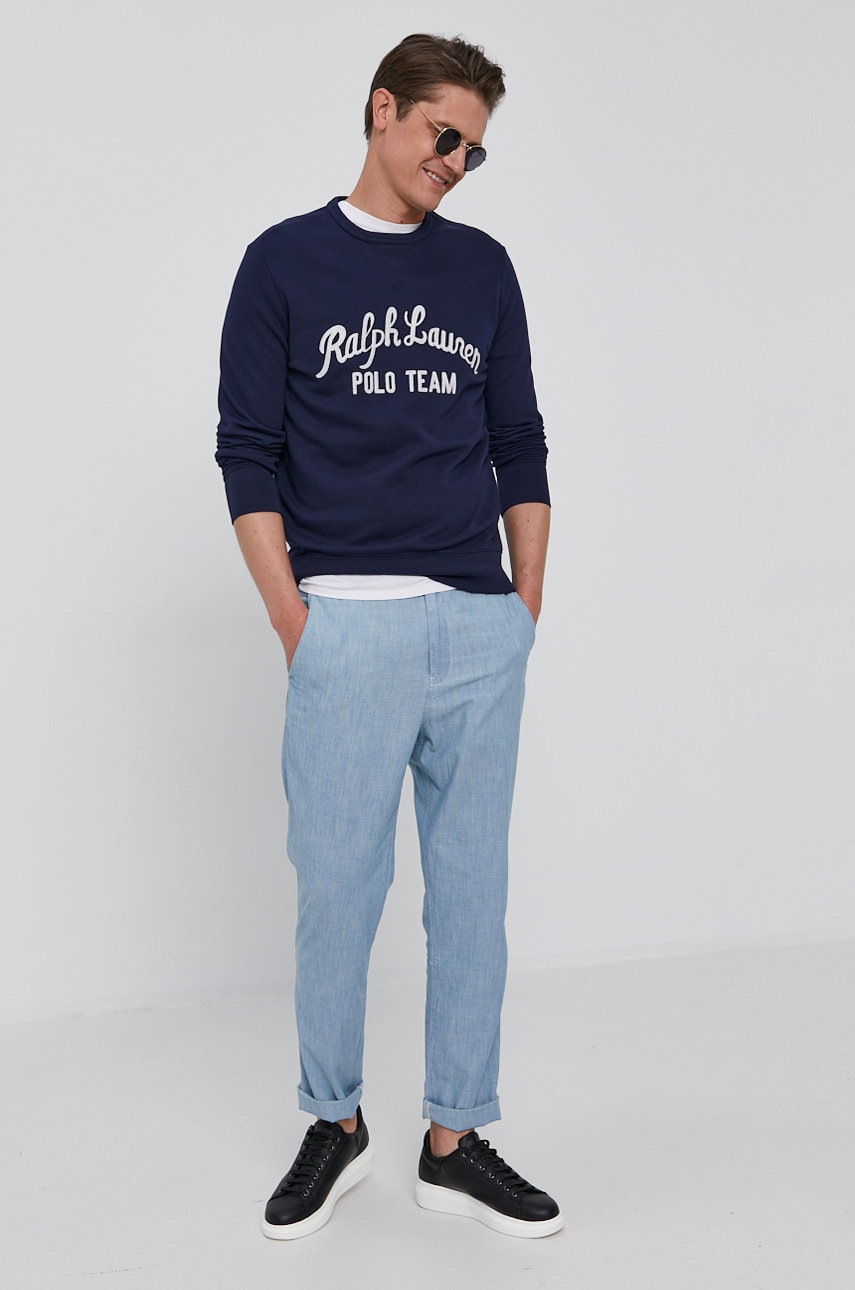 

Кофта Polo Ralph Lauren мужская цвет синий с аппликацией