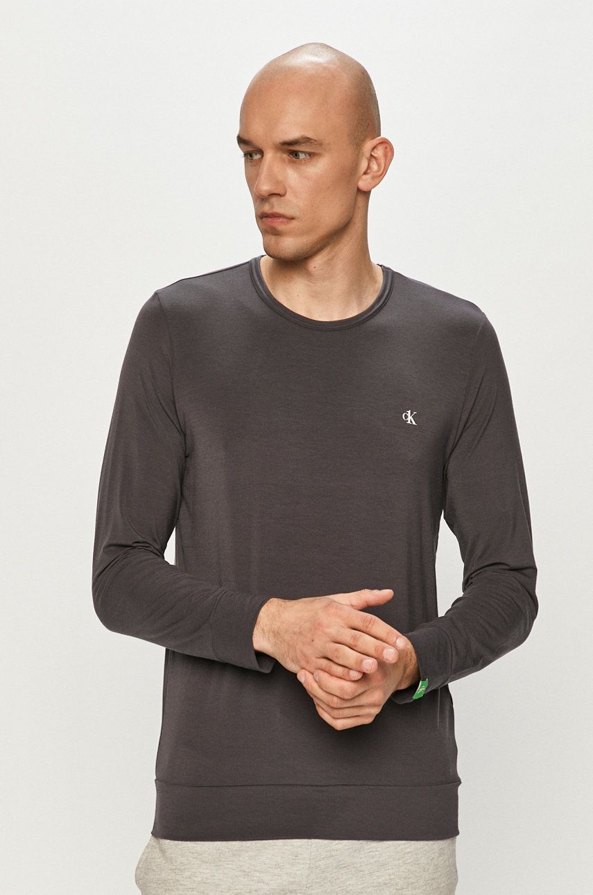 E-shop Tričko s dlouhým rukávem Calvin Klein Underwear šedá barva, hladké