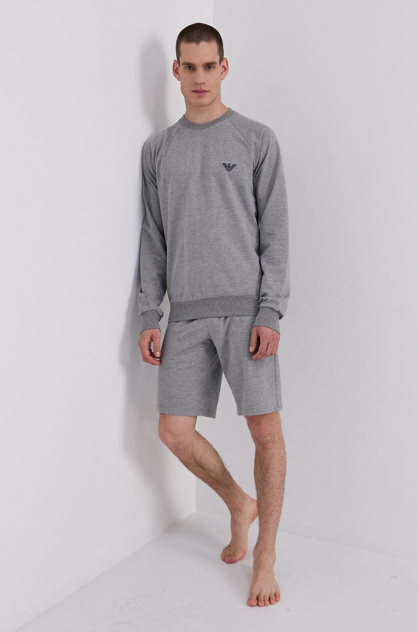 

Пижамная кофта Emporio Armani мужская цвет серый с узором