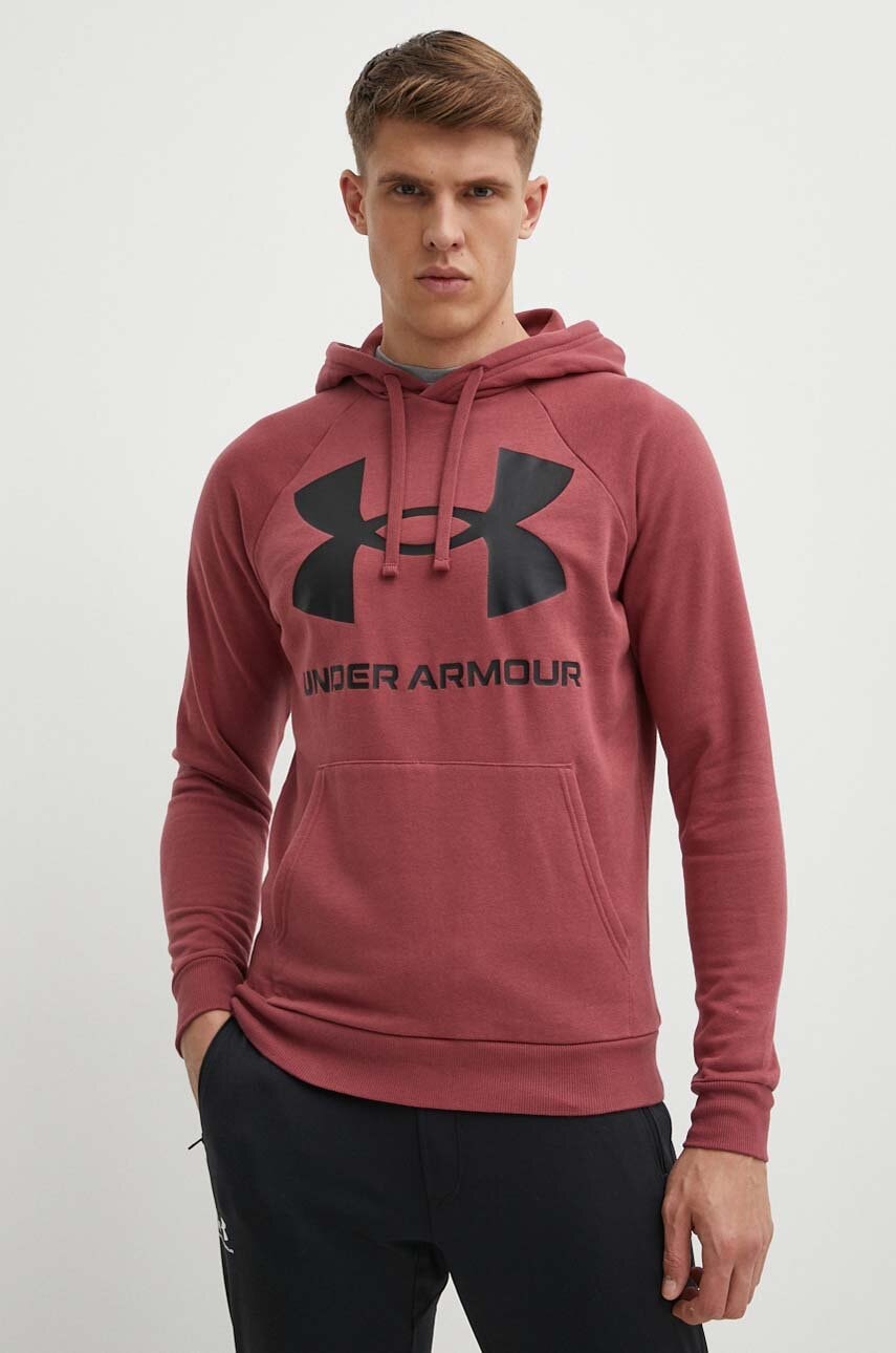 Levně Mikina Under Armour 1357093 pánská, vínová barva, s potiskem, 1357093-652