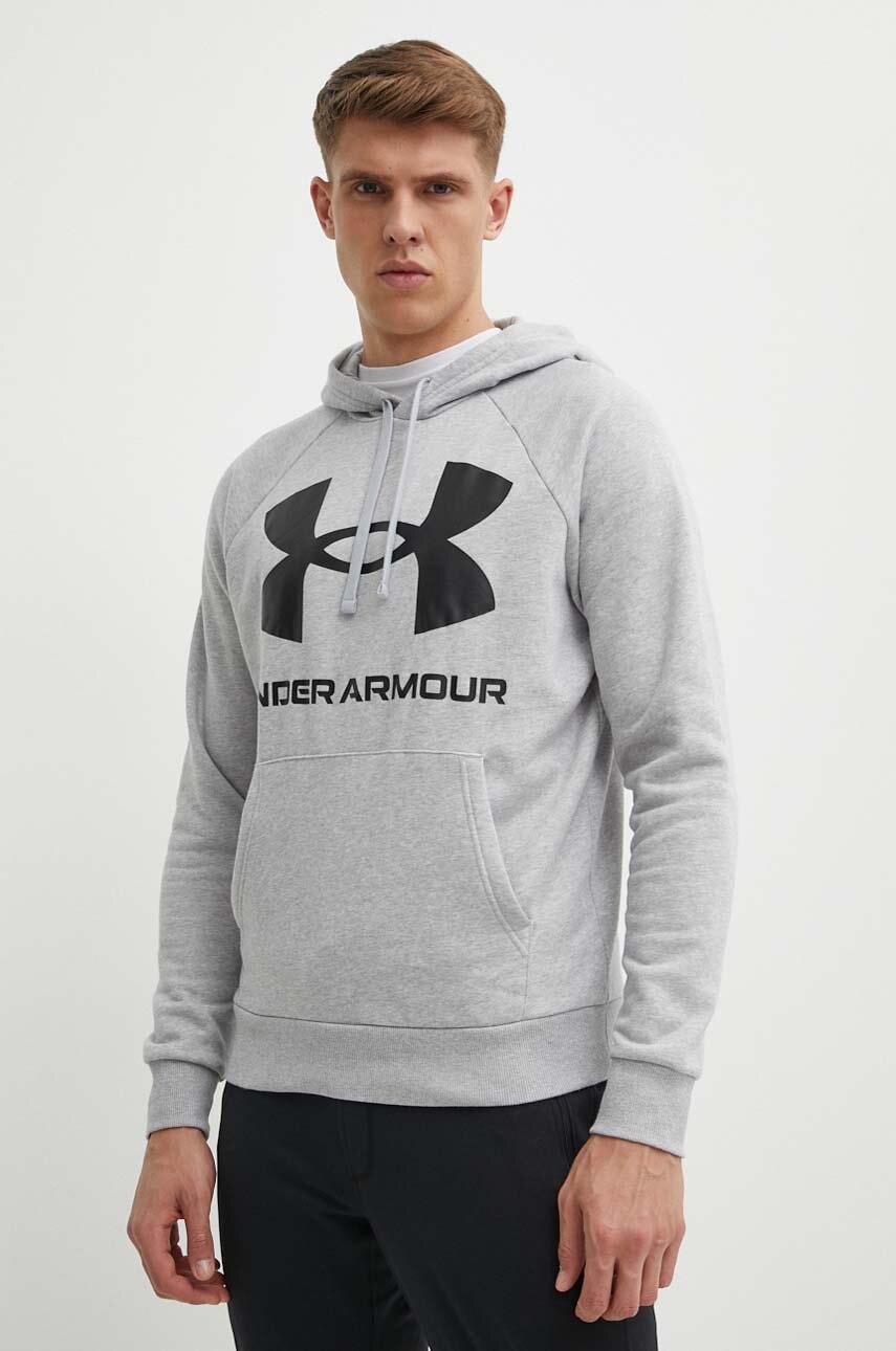 Levně Mikina Under Armour pánská, šedá barva, s potiskem, 1357093-652