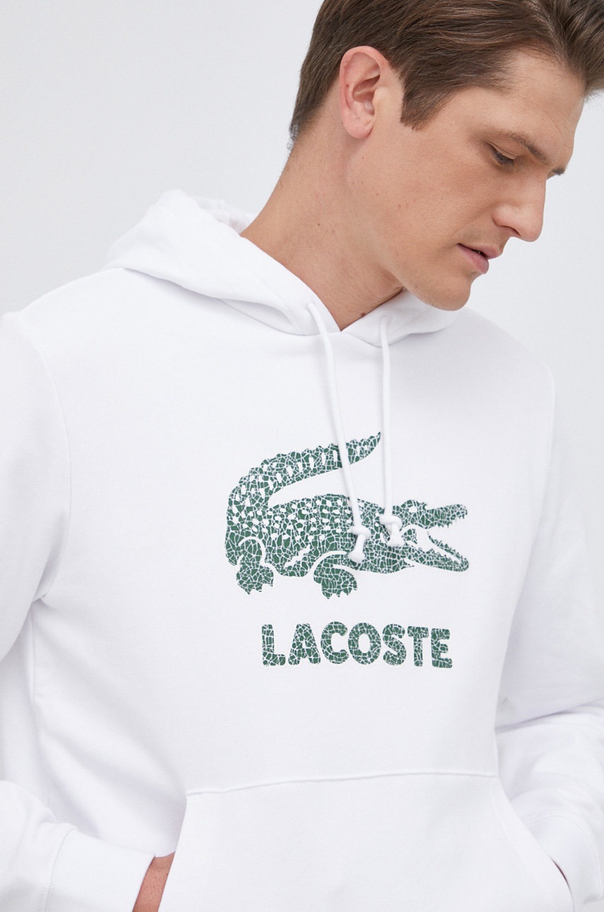 

Суичър Lacoste мъжки в бяло с принт, Бял