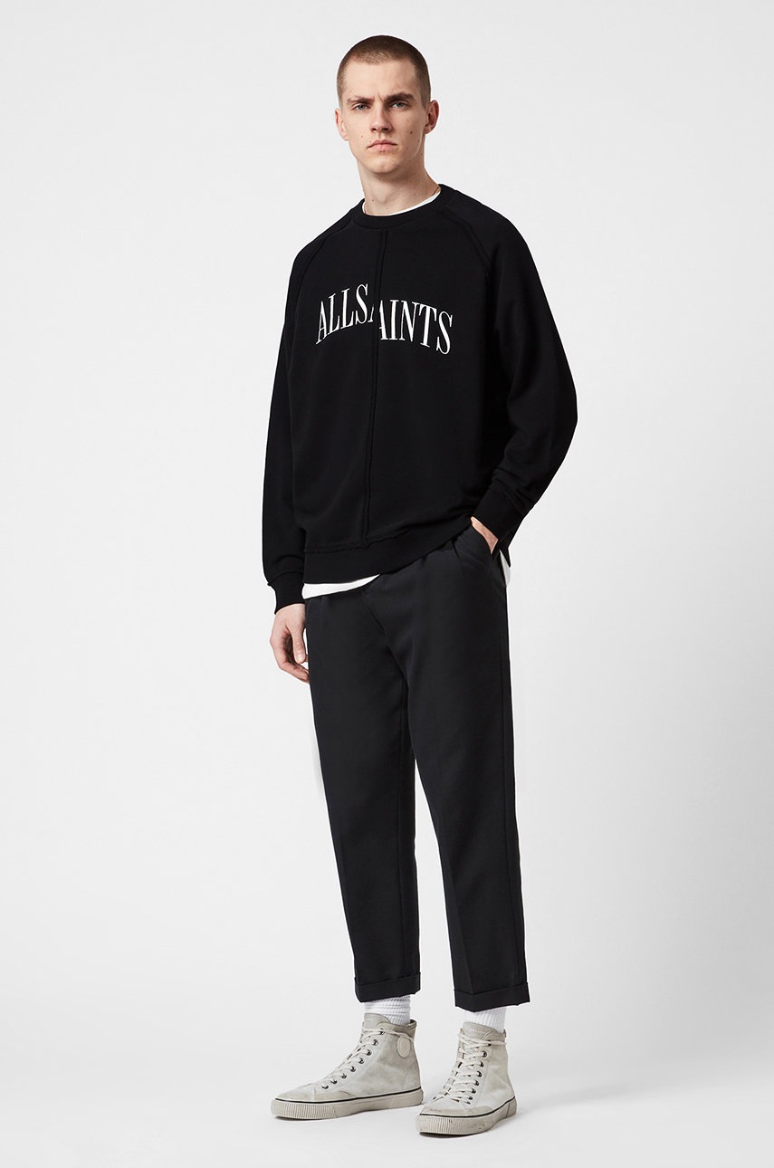 

Хлопковая кофта AllSaints мужская цвет чёрный с принтом
